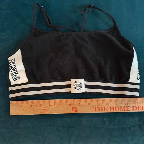Victoria's Secret Other - PINK Victoria's Secret Black‎ White Striped Logo Bralette – Size Large